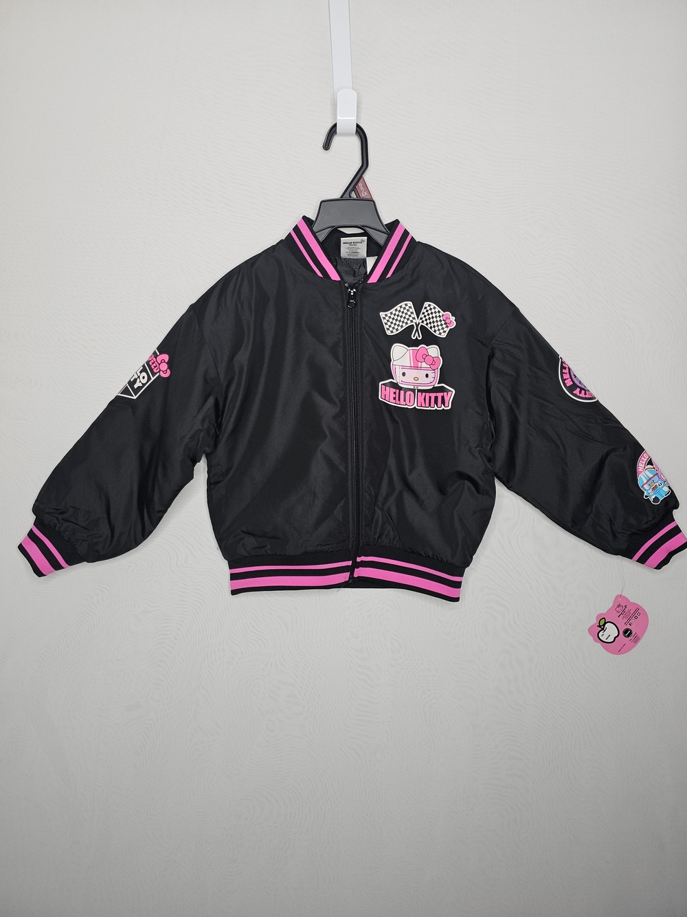 NWT Hello Kitty & Friends Racing Bomber Jacket Black Pink Girls S(6/6X) M(7/8)